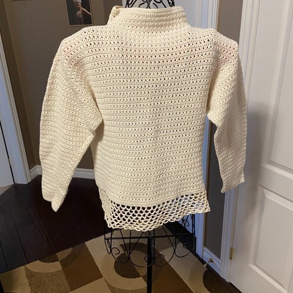 Beautiful Custom Crochet Cotton Sweater Sz M/L EUC - Picture 5 of 9